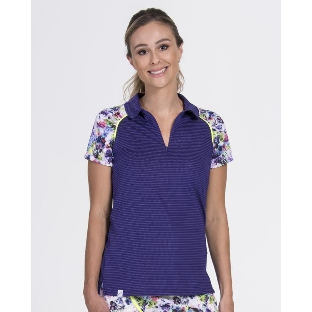 SwingDish Neon Grace Polo Golf NT007-1 Purple Floral Small